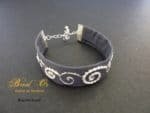 Bracelet brodé "Les spirales" coloris anthracite