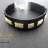 Bracelet brodé "Les rectangles" coloris noir